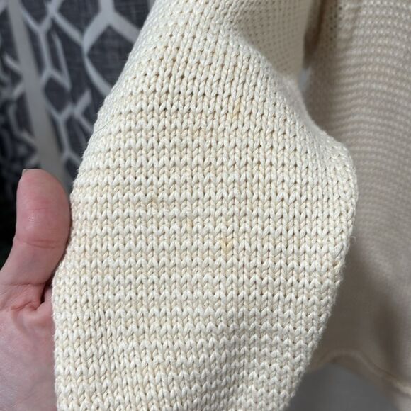 Ralph Lauren Boat Neck Intarsia Knit Sweater Pullover Cream Black Size Small - Picture 8 of 9